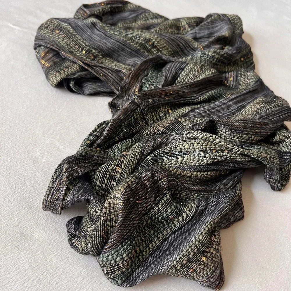 Metallic Gold Green Gray Infiniti Scarf Rock Alternative Hip Scarf Y2K